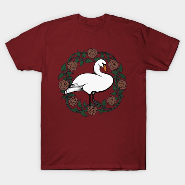 Swan Flower Filigree T-Shirt by bubbsnugg